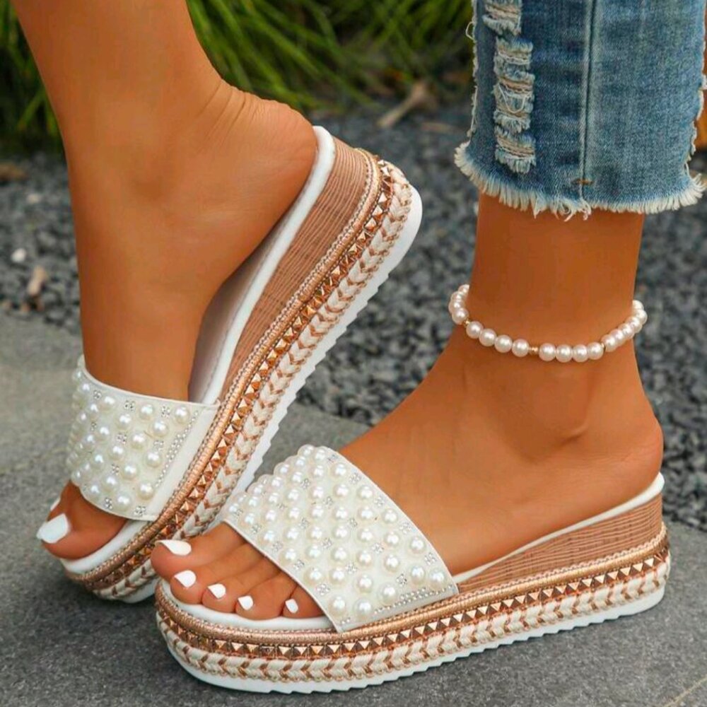 Faux Pearl Sandals